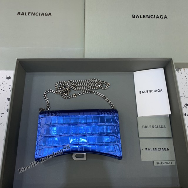 Balenciaga專櫃爆款鱷魚紋迷你女士肩背包 巴黎世家沙漏鏈條斜挎包 fyj1862